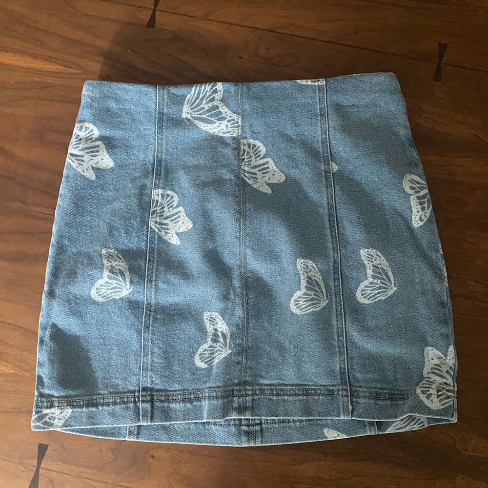 FINAL SALE NWT Tinseltown Butterfly Denim Skirt